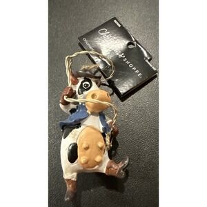 Western‎ Cowboy Holstein Cow Rodeo Rope Farm Christmas Tree Holiday Ornament NEW